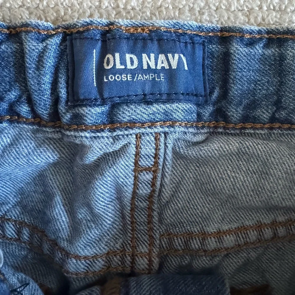 Old Navy Loose Fit Straight Leg Jeans Adjustable Waist Blue Denim Kids Size 12